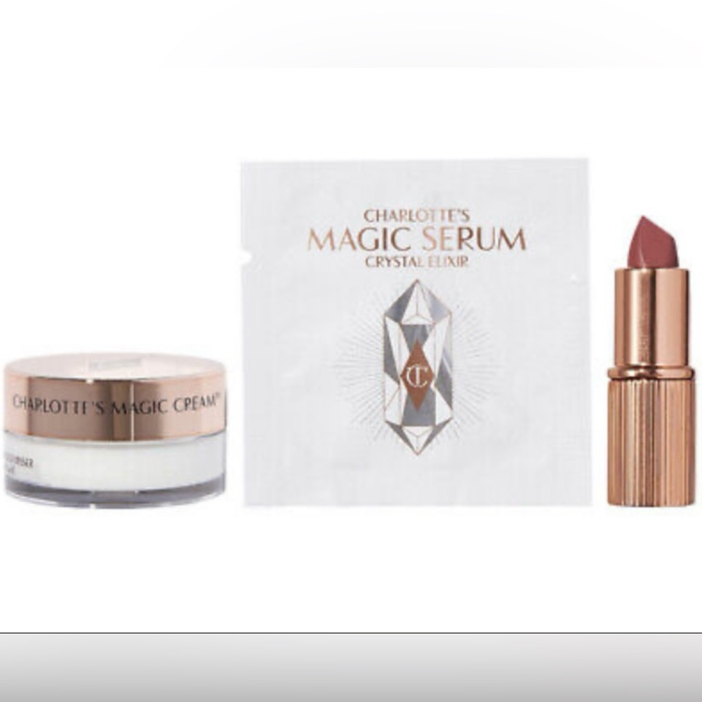 Charlotte Tilbury Set Charlettes Magic Cream .2 Oz, Pillow Talk 2 Matte Lip Mini